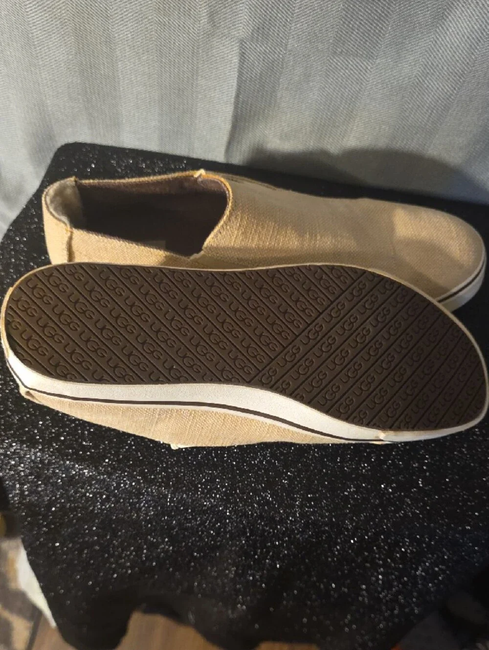 UGG Men’s Slip-On Canvas Loafers — Beige Tan